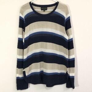 Modern Women's Size XL Multicolor Striped Long Sleeve Knit Sweater Preppy Style